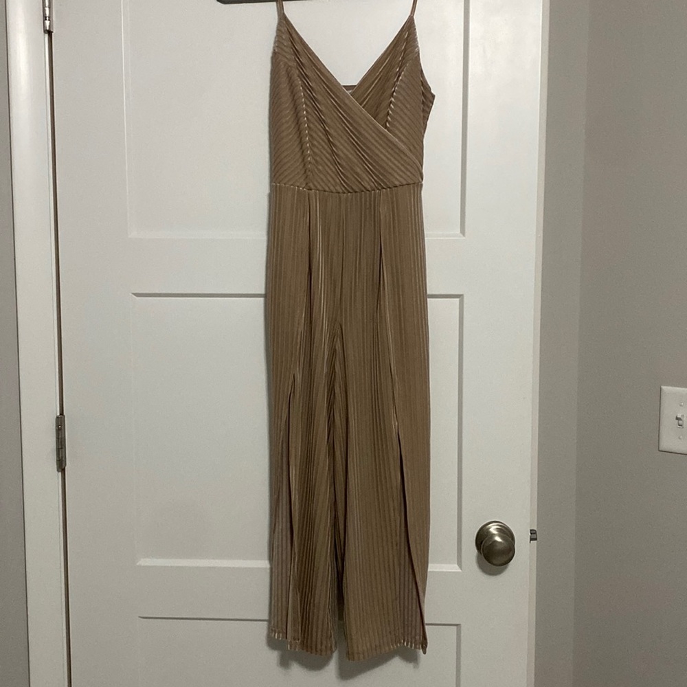 Love, Fire Tan Velvet Jumpsuit